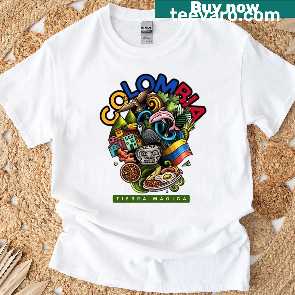 T-shirt representing the magical landscape and culture of Colombia — on a men's t-shirt
