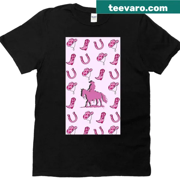 Playful Cowgirl graphic on T-shirt.