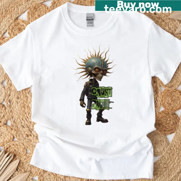Edgy graphic design reflecting Crust Punk culture on a T-shirt