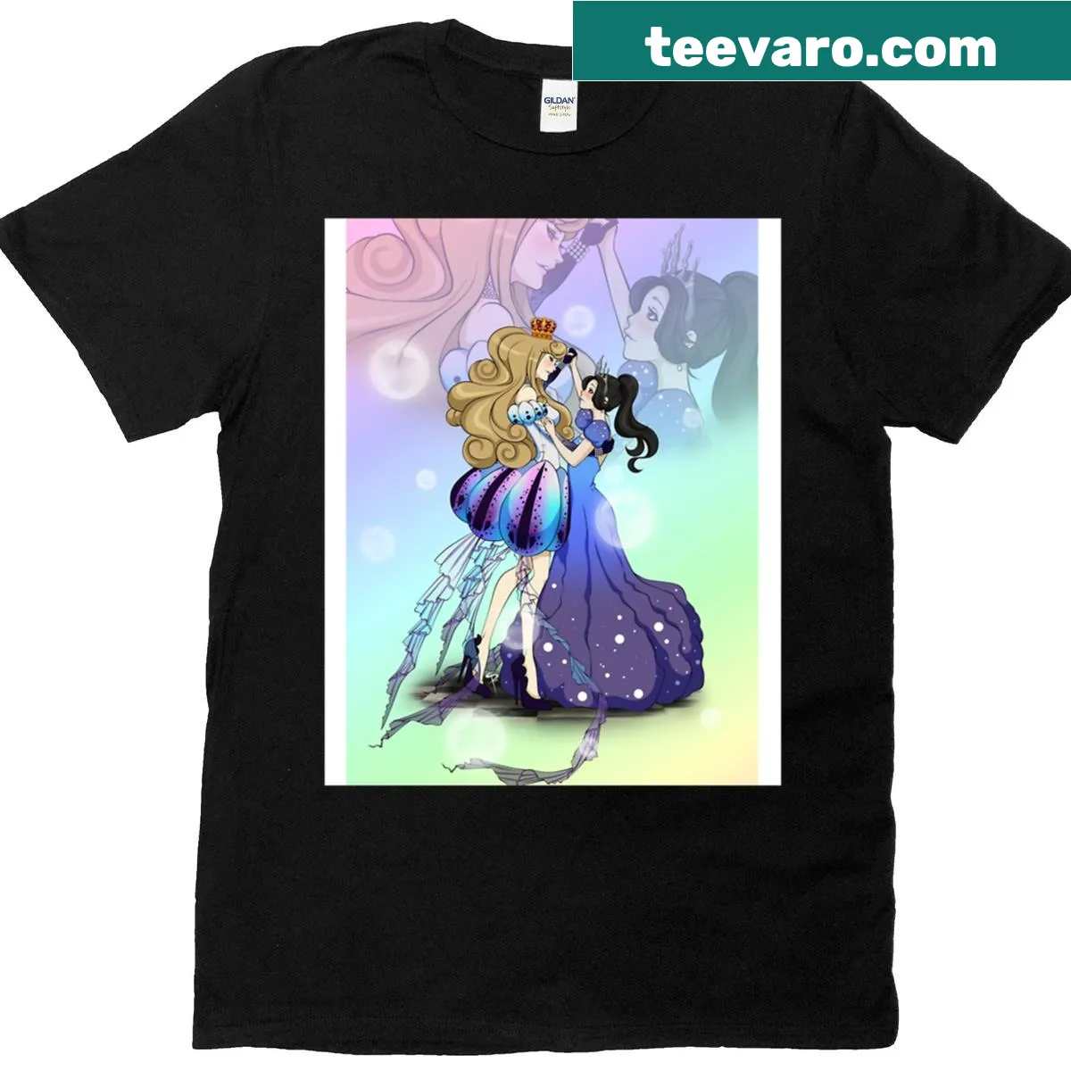 Playful undersea dancing creatures on T-shirt. — on a men's t-shirt