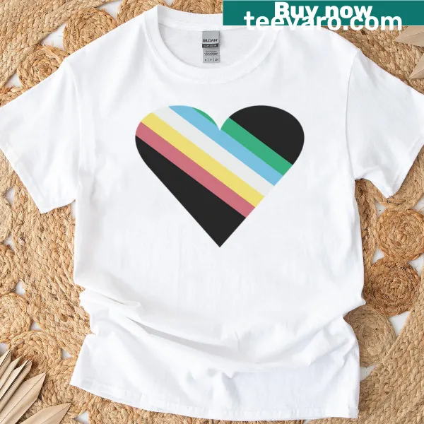 Oversized t-shirt featuring heart graphic celebrating disability pride.