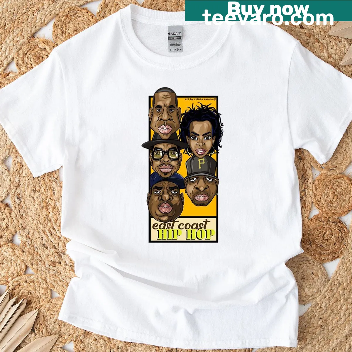 T-shirt celebrating East Coast hip hop culture — on a men's t-shirt