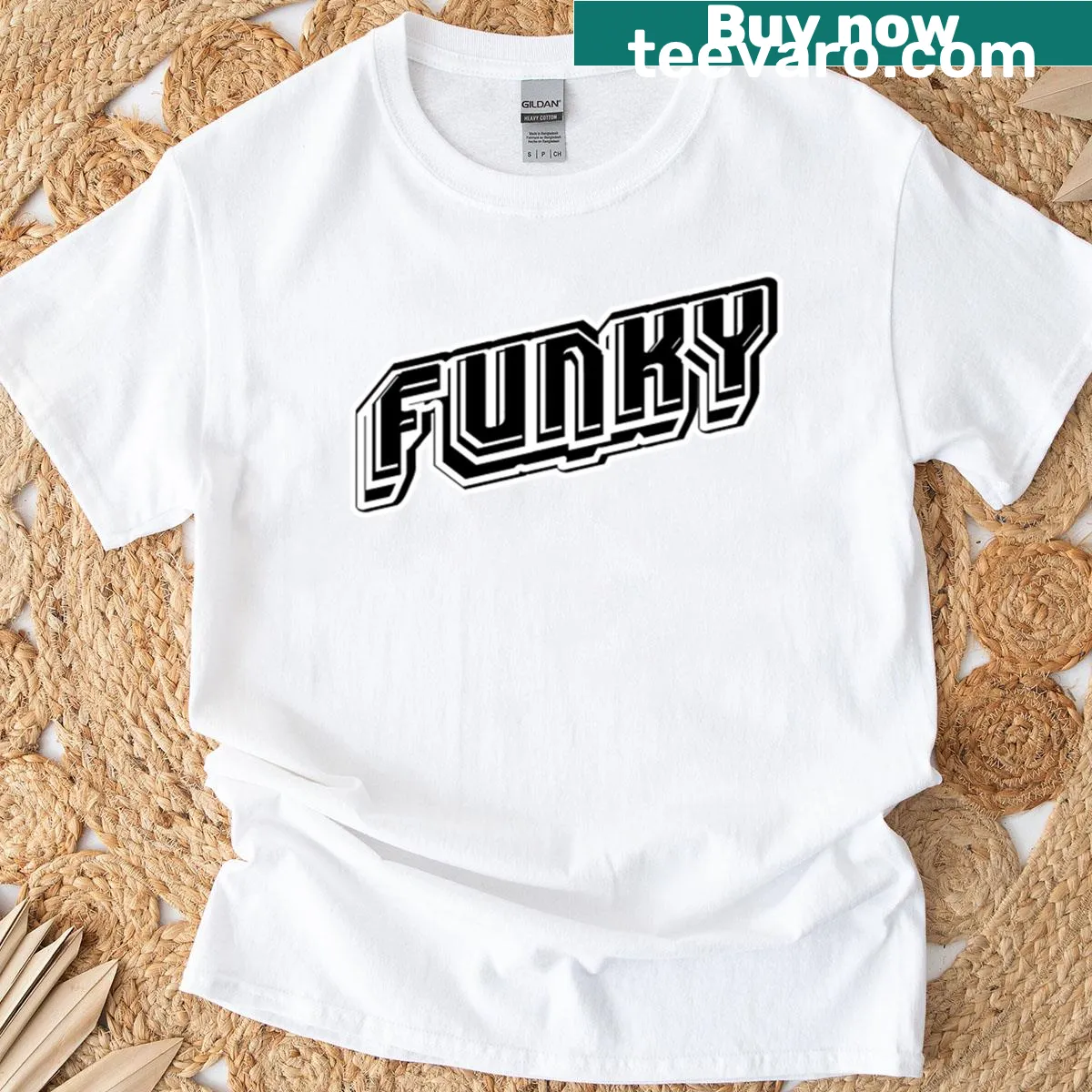 Minimalist black on white typographic t-shirt — on a men's t-shirt