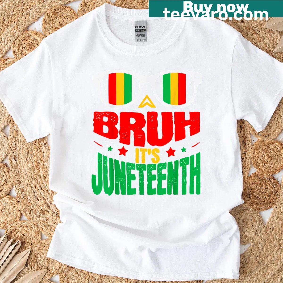 Juneteenth graphic T-shirt with humorous saying for kids — on a men's t-shirt