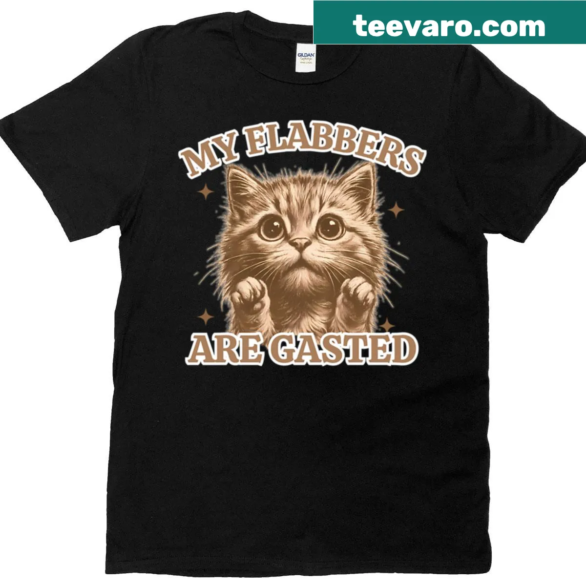 Cute surprised kitten illustration on a T-shirt — on a men's t-shirt