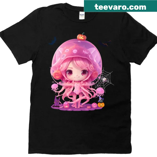 Anime-style Halloween t-shirt featuring a jellyfish