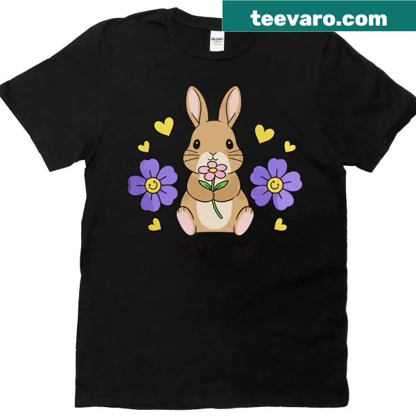 Cute bunny T-shirt with flowers and hearts design