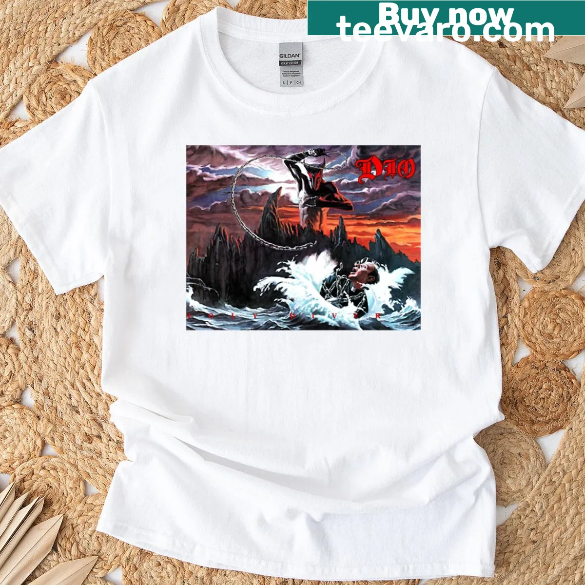 Dio Holy Diver T-shirt with iconic rock music design — on a men's t-shirt