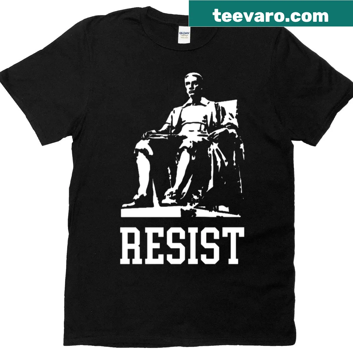 John Harvard Resist T-shirt with bold text — on a men's t-shirt
