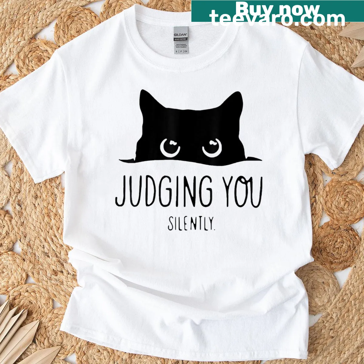 Vintage distressed tee featuring a snarky cat graphic and text. — on a men's t-shirt