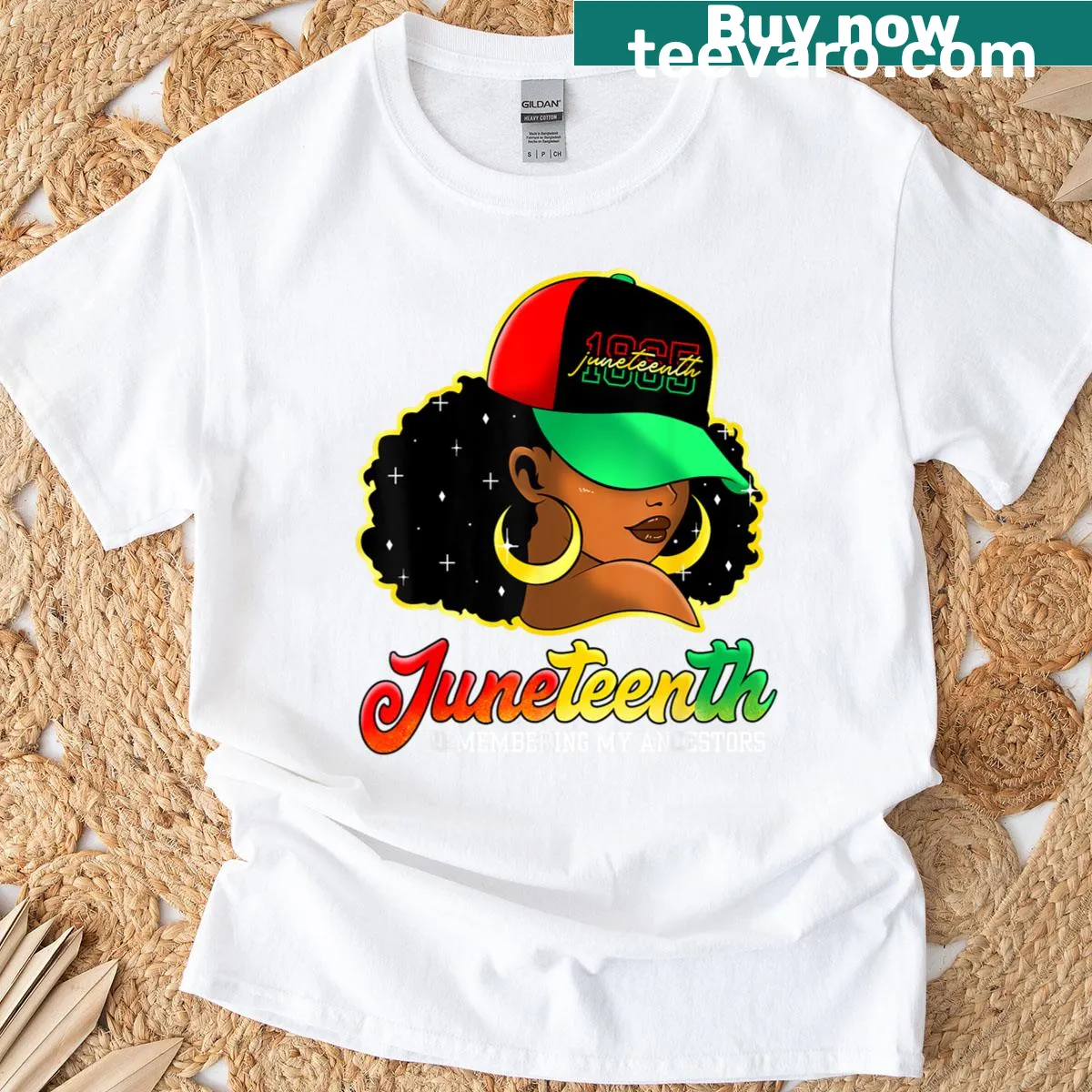 Juneteenth t-shirt commemorating Black women and ancestors — on a men's t-shirt