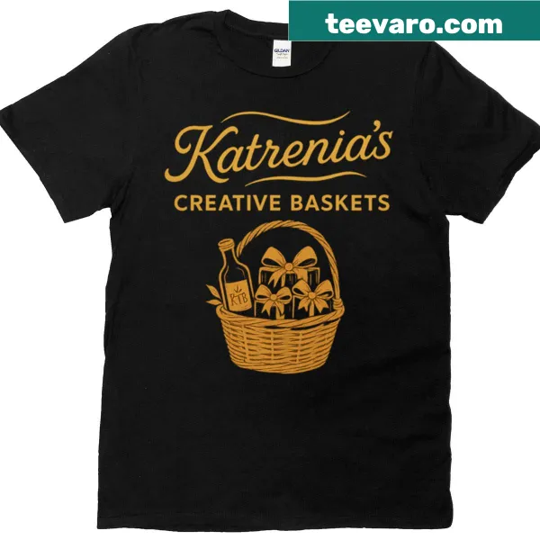 Signature logo of Katrenias Creative Baskets on a t-shirt