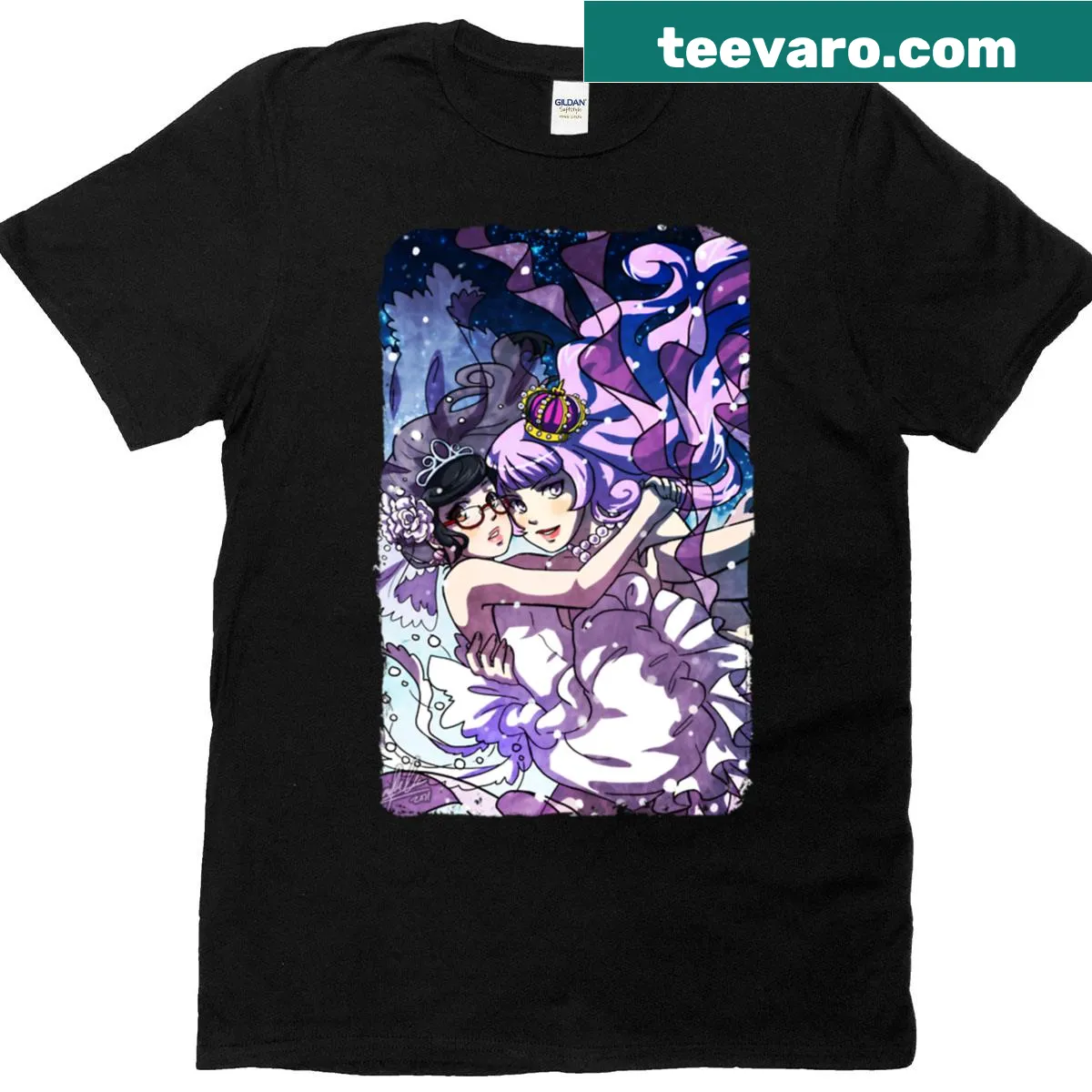 Oversized T-shirt featuring a cartoon design inspired by Kuragehime — on a men's t-shirt