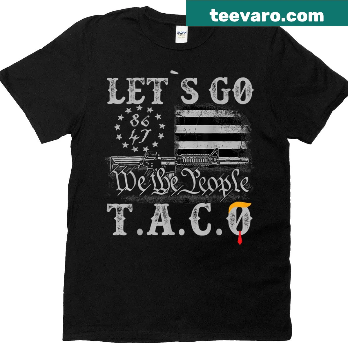 Funny Lets Go Taco shirt with playful text design — on a men's t-shirt