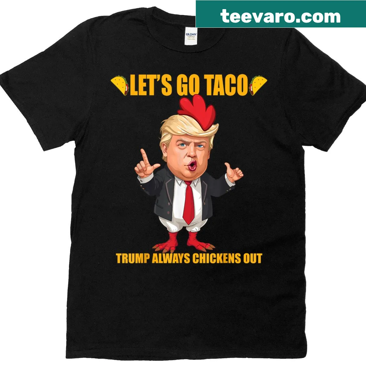 Funny Taco Trump T-shirt featuring political humor — on a men's t-shirt