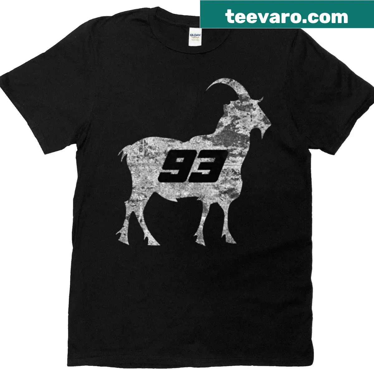 Vintage-style Marc Marquez 93 t-shirt with weathered artwork — on a men's t-shirt