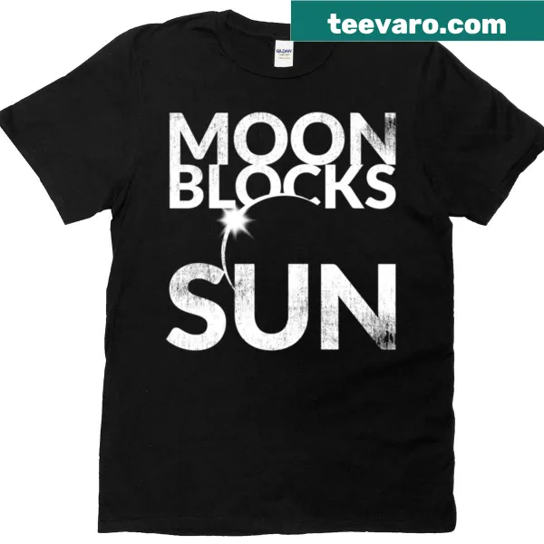 Illustrative t-shirt depicting a solar eclipse with moon and sun