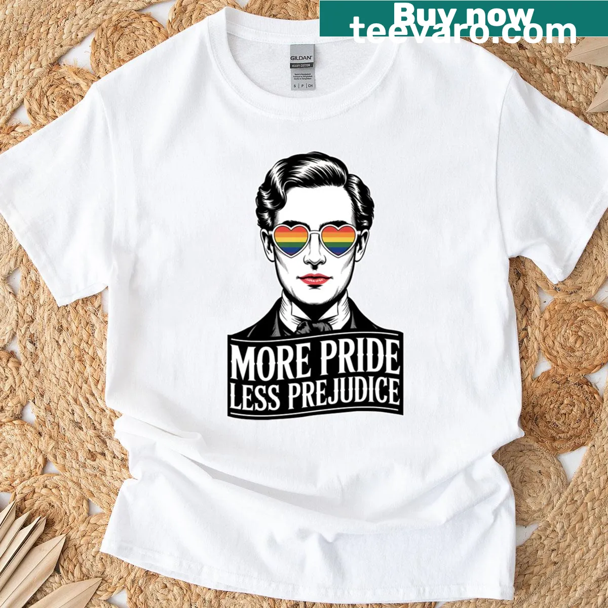 LGBTQ Pride Month t-shirt with retro art and encouraging message — on a men's t-shirt
