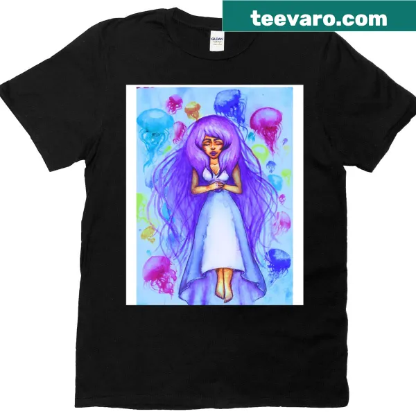 Whimsical jellyfish graphic t-shirt celebrating marine life