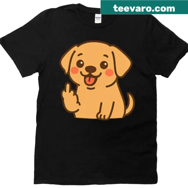 Cartoon T-shirt showcasing a naughty Labrador