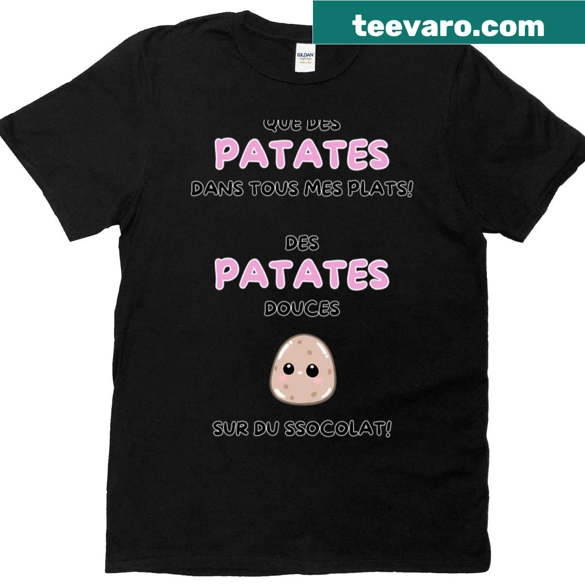 Karaoke-themed potato design on a casual t-shirt — on a men's t-shirt