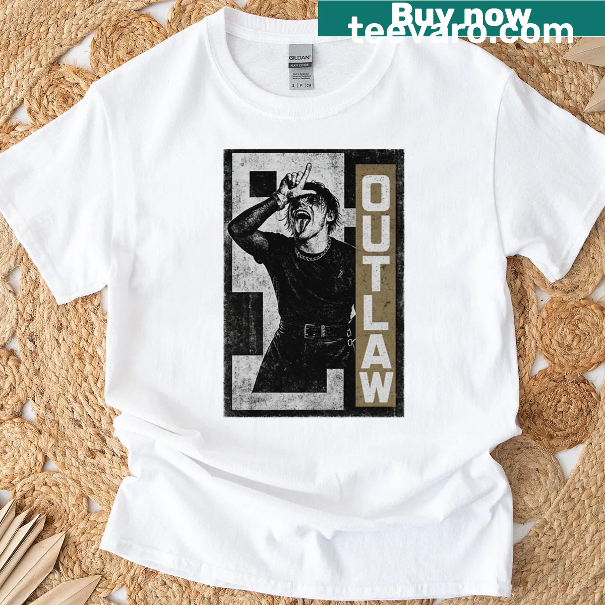 Punk rock-inspired T-shirt with bold attitude graphic — on a men's t-shirt
