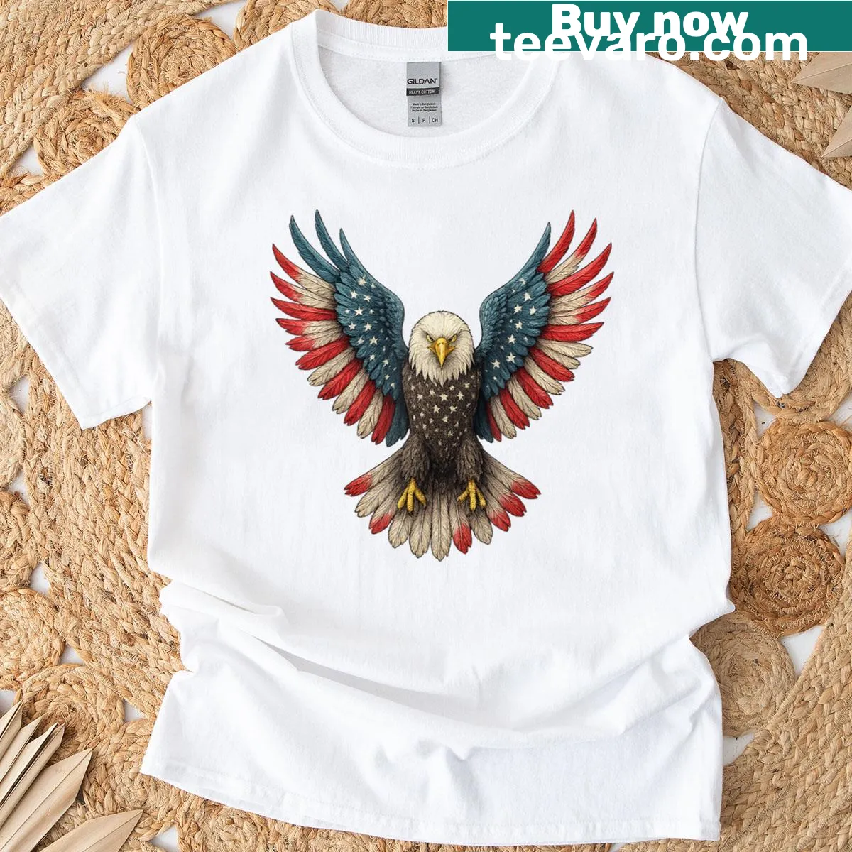 Patriotic eagle graphic on a kids' Fourth of July tee. — on a men's t-shirt
