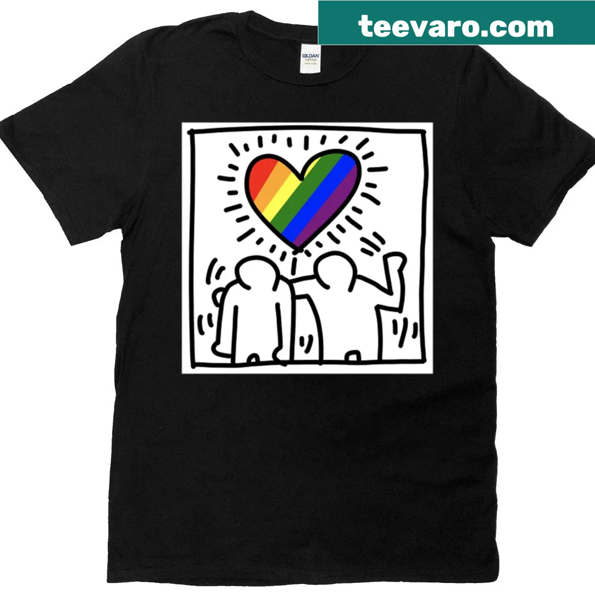 Pride Flag T-shirt with artistic illustration celebrating diversity — on a men's t-shirt