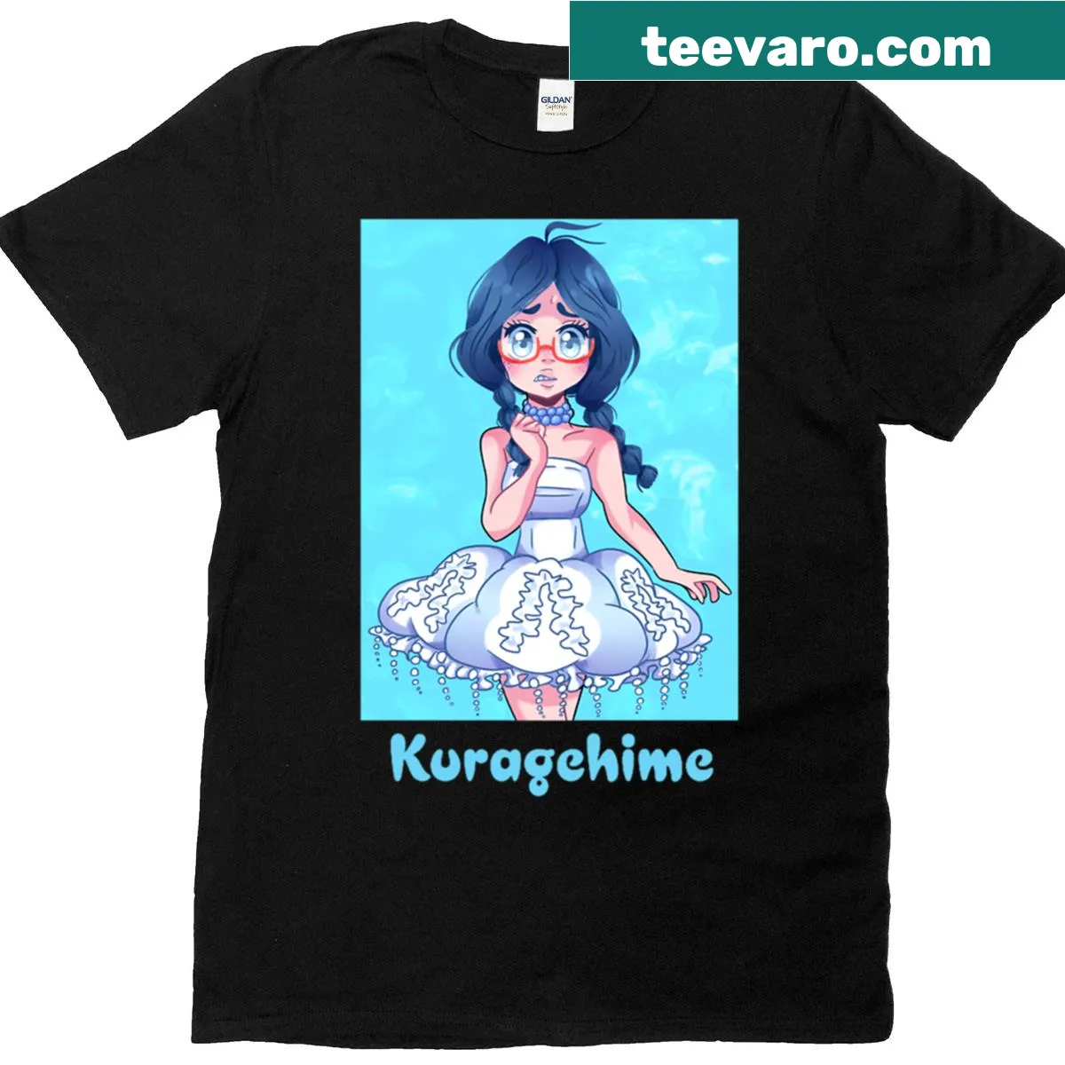 Oversized t-shirt featuring Princess Jellyfish design and message — on a men's t-shirt