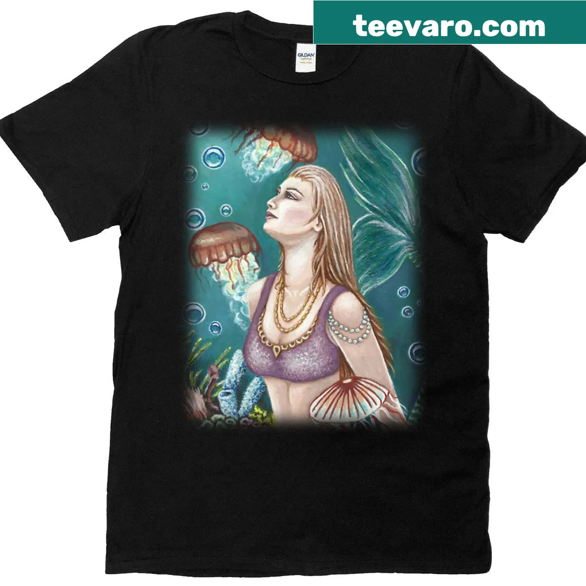 Illustration of a mermaid as the Princess of the Sea on a t-shirt — on a men's t-shirt