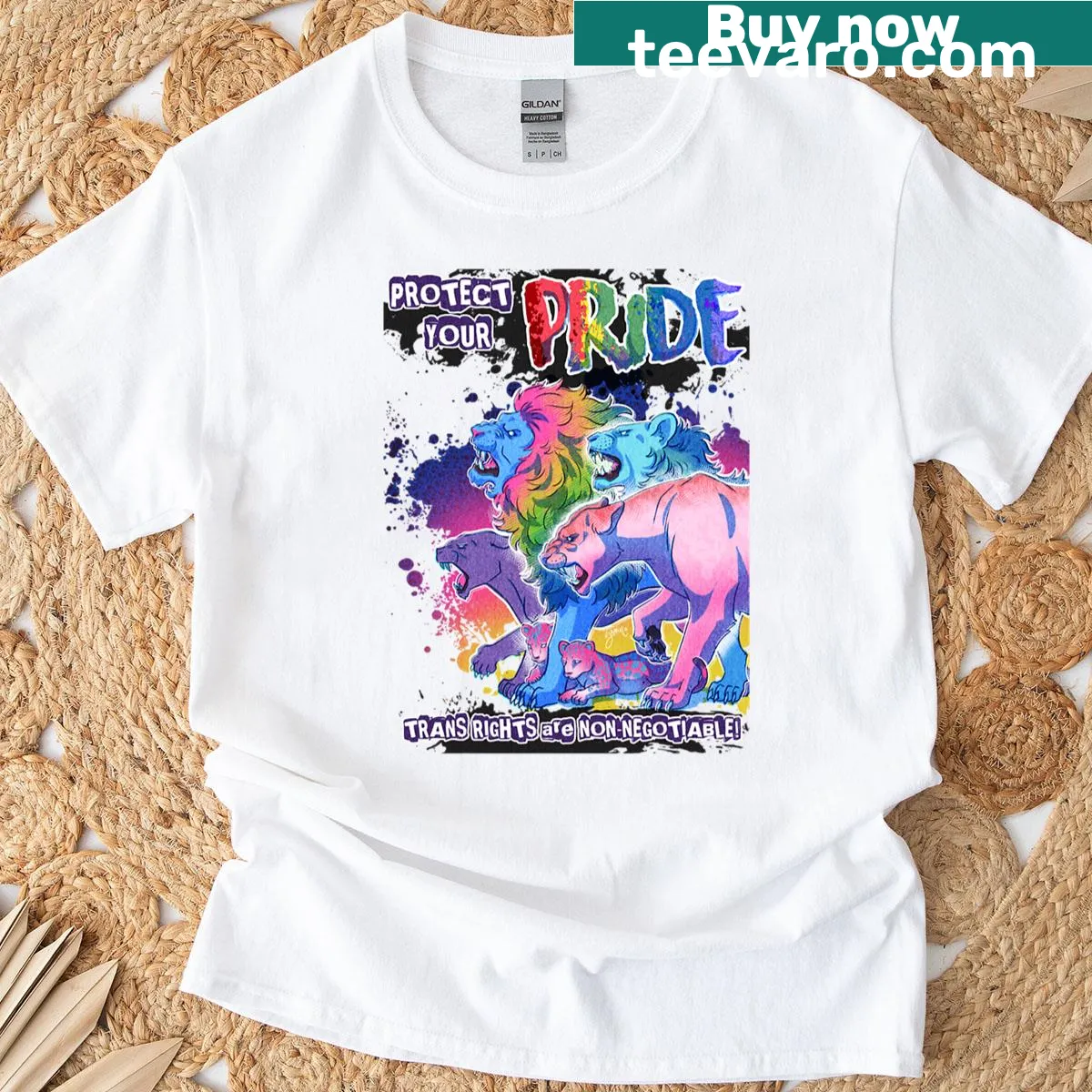 Bold graphic tee with a message to protect pride — on a men's t-shirt