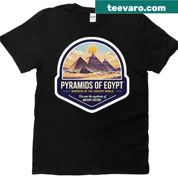 Watercolor logo design featuring Egyptian pyramids on a t-shirt