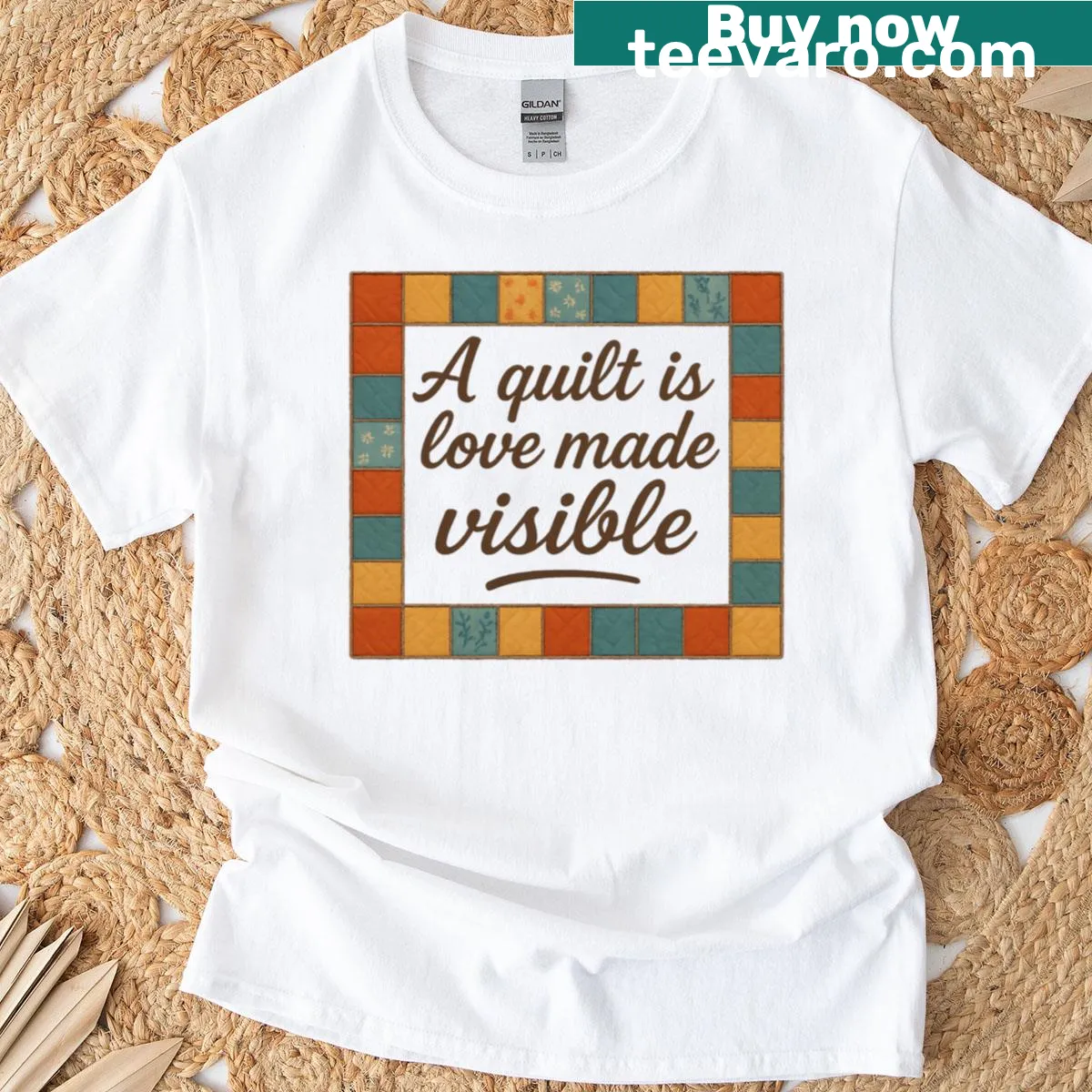 T-shirt with the quote A Quilt Is Love Made Visible — on a men's t-shirt