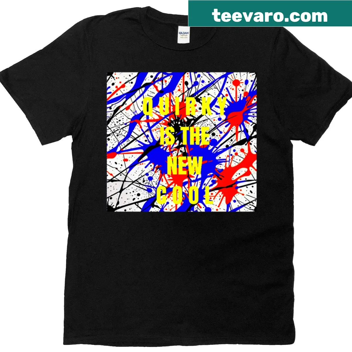 Abstract typography t-shirt with the phrase Quirky Is The New Cool — on a men's t-shirt