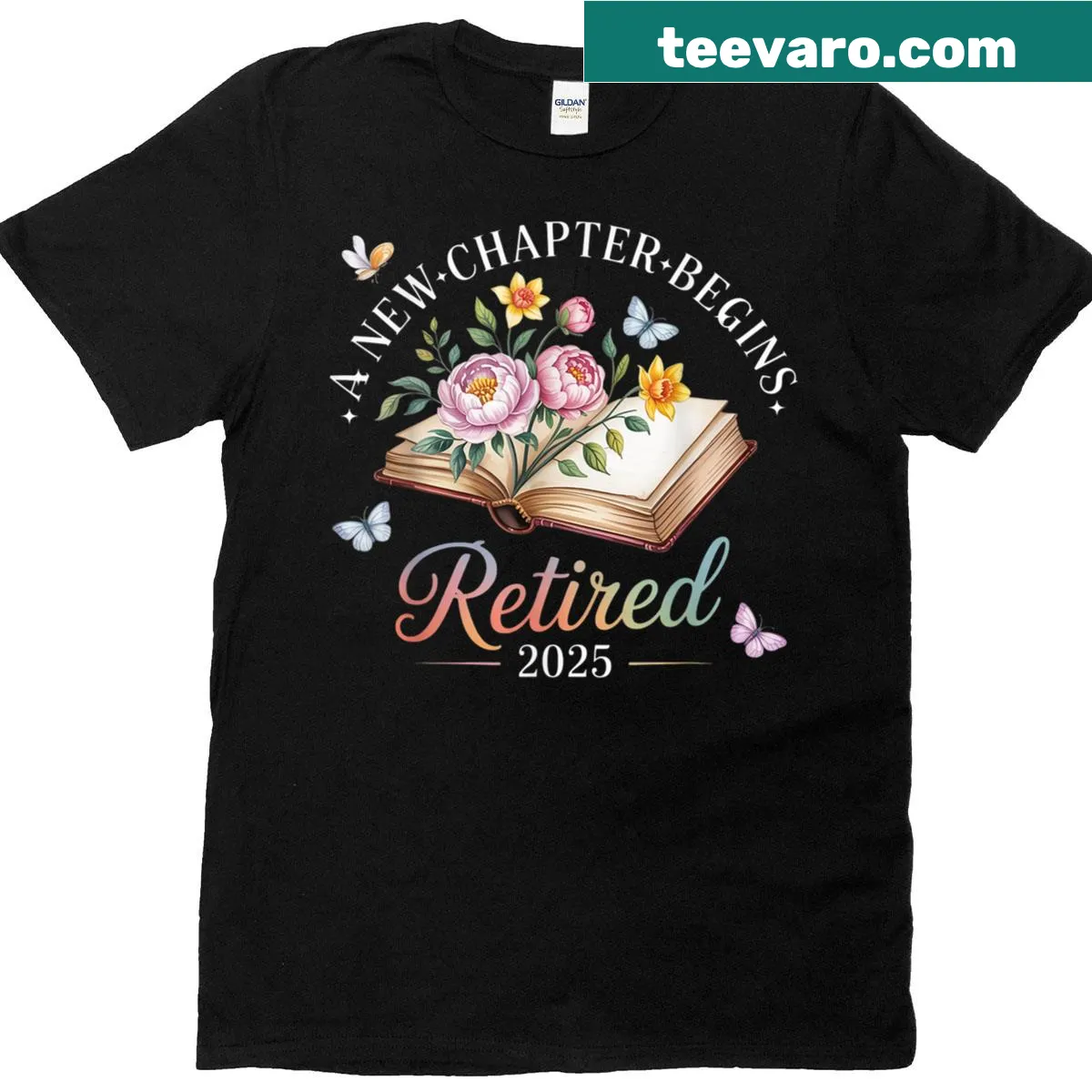 T-shirt celebrating retirement for teachers with 'Retired 2025' text — on a men's t-shirt