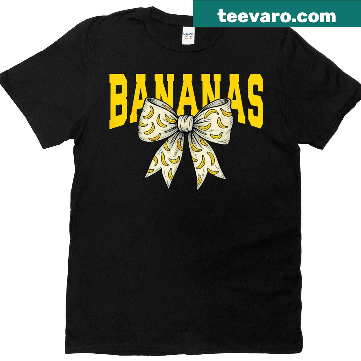 Retro bananas graphic with coquette bows on a T-shirt — on a men's t-shirt