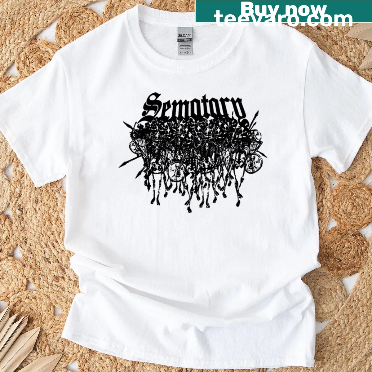 Intricate horror-themed graphic on Sematary Merch t-shirt — on a men's t-shirt