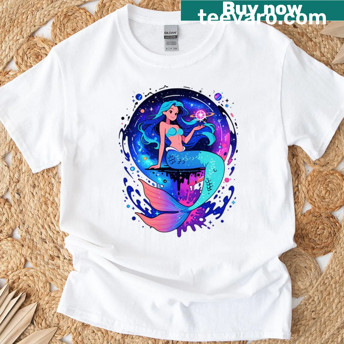 Charming design featuring a character selling stars in a whimsical style — on a men's t-shirt