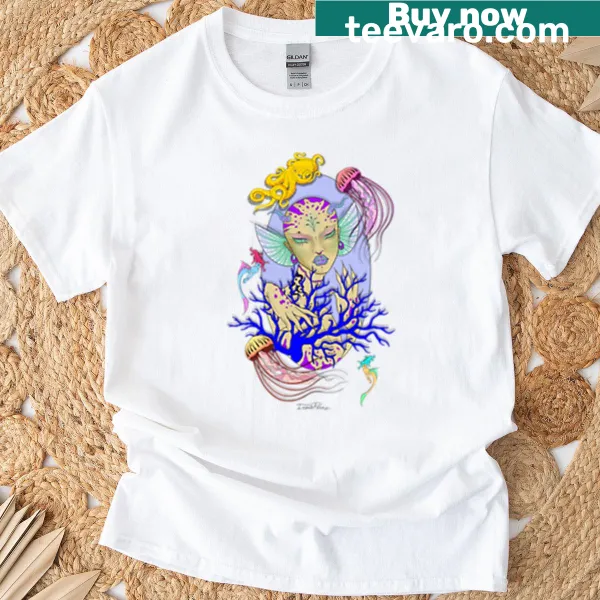 Playful siren-themed graphic on oversized t-shirt