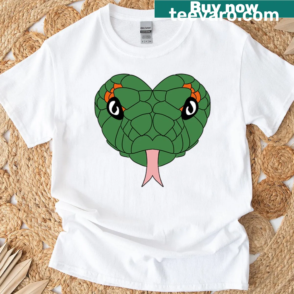 Detailed snake head graphic on t-shirt — on a men's t-shirt