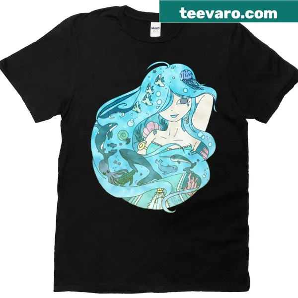 Oversized t-shirt featuring a stained glass ocean spirit design