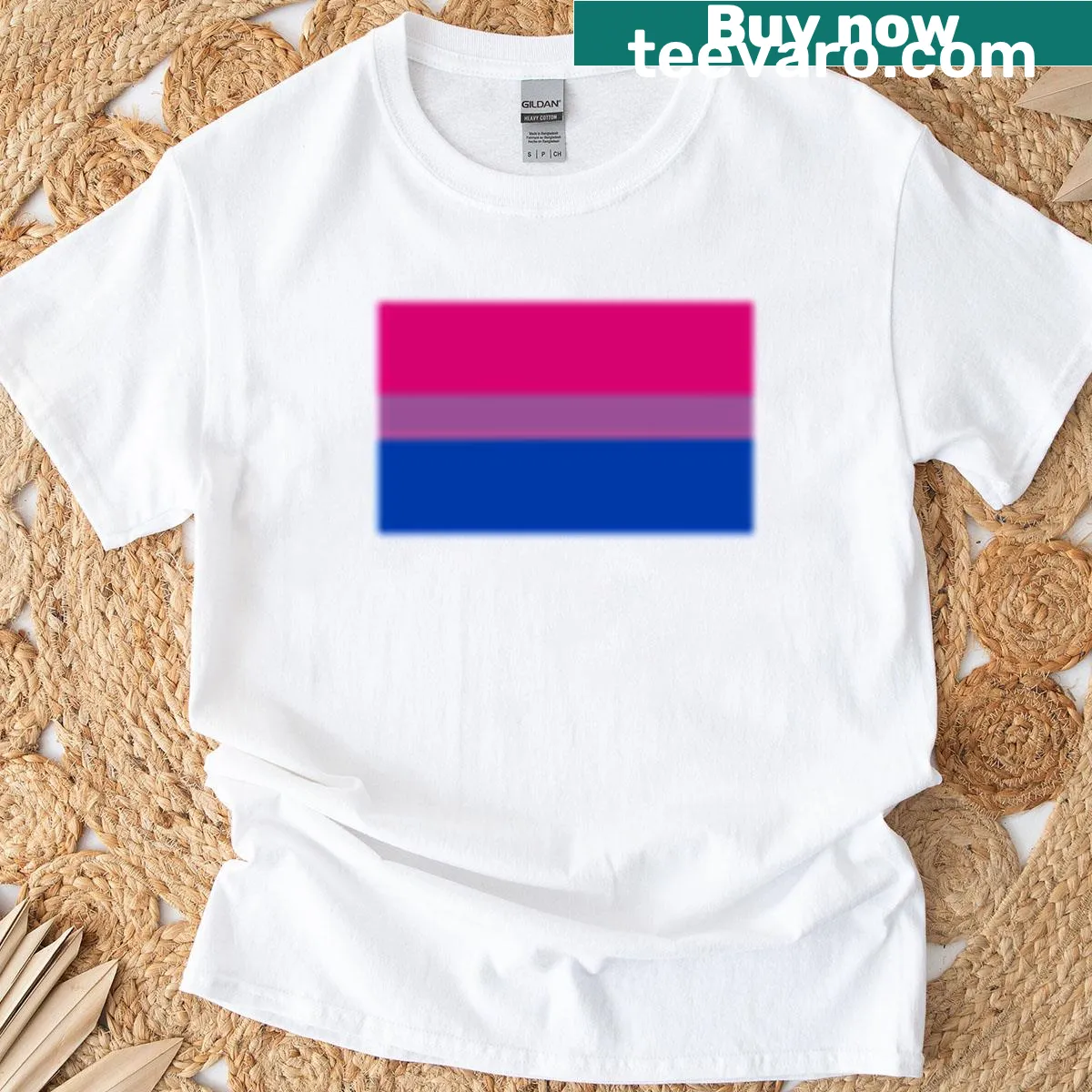 T-shirt with a subtle Bisexual Pride flag design — on a men's t-shirt