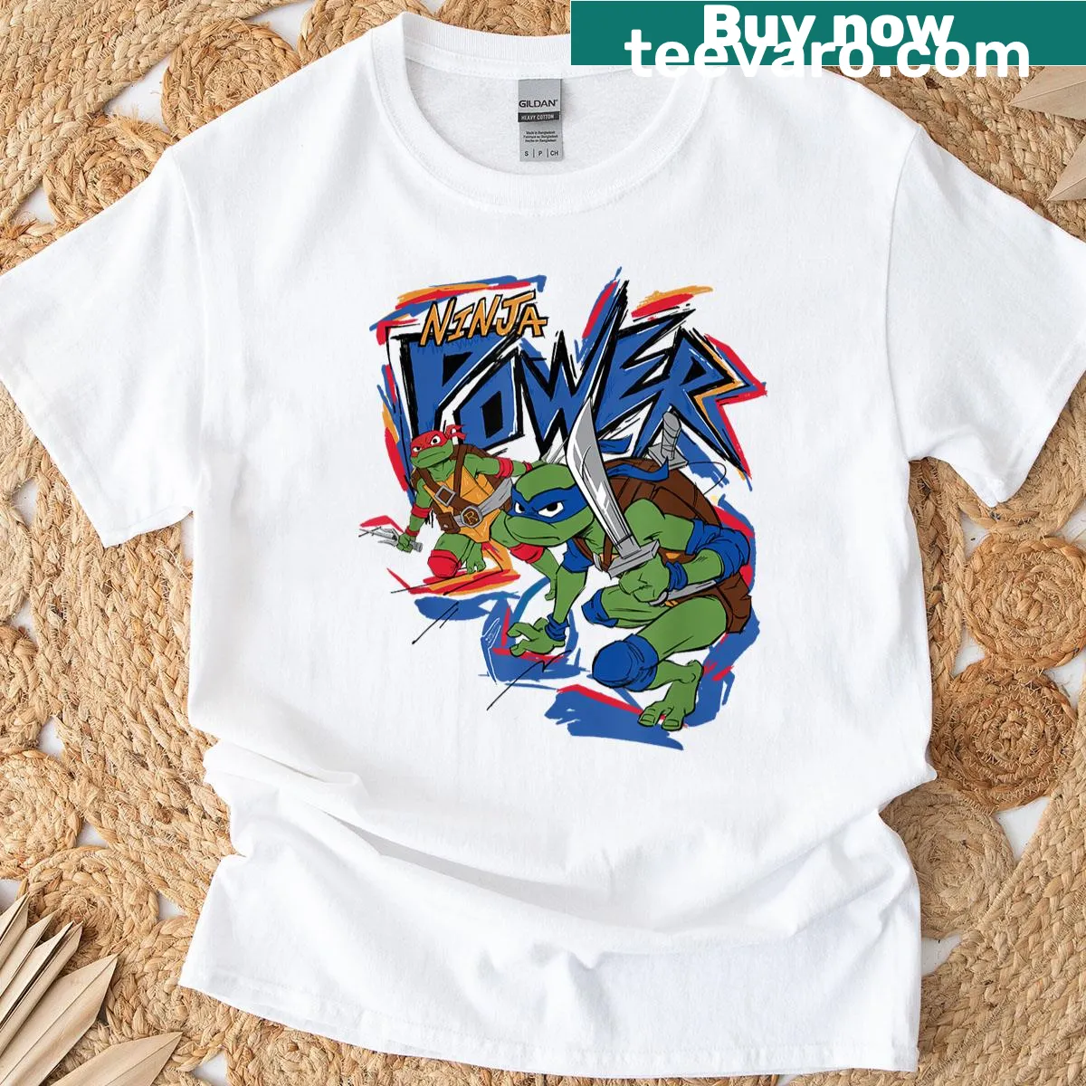 Bold graphic T-shirt featuring Teenage Mutant Ninja Turtles — on a men's t-shirt