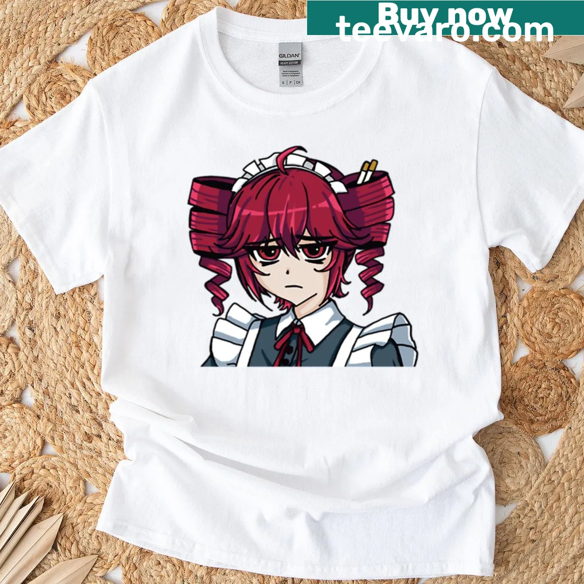 Cute Teto Maid character peeking on T-shirt — on a men's t-shirt