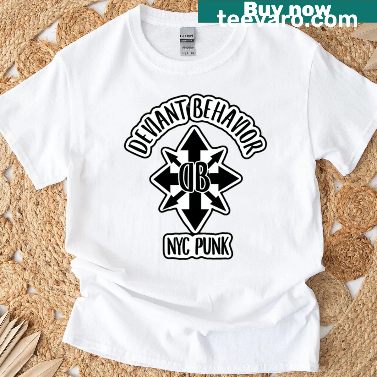 Bold graphic of Deviant Behavior NYC punk band on t-shirt — on a men's t-shirt