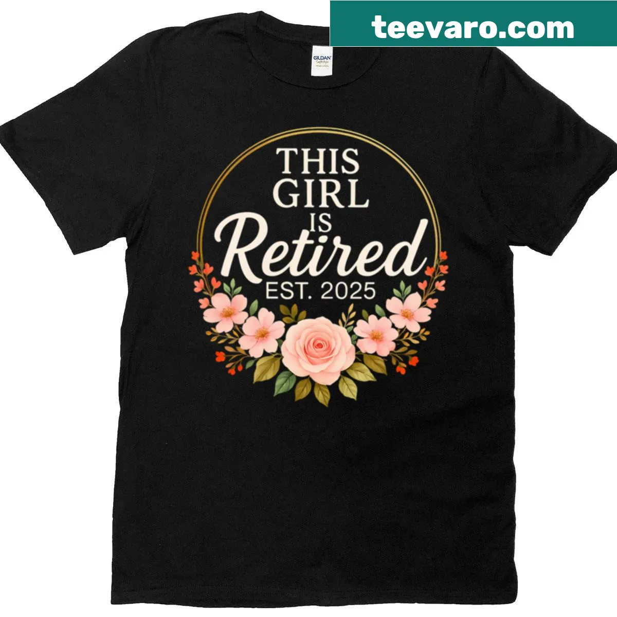 Floral retirement t-shirt with the phrase 'This Girl Is Retired Est 2025' — on a men's t-shirt