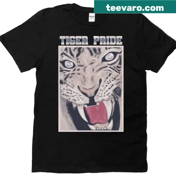 T-shirt featuring the phrase 'Tiger Pride' in bold typography.