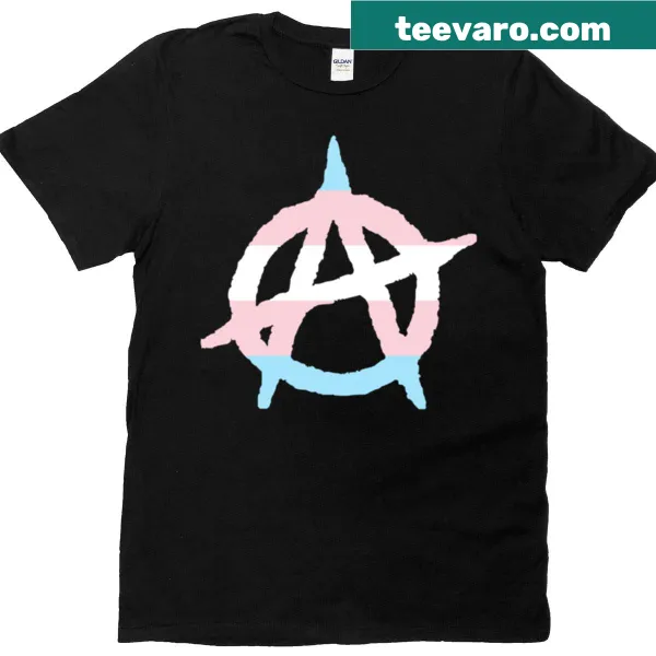Transgender flag with anarchy symbol graphic T-shirt