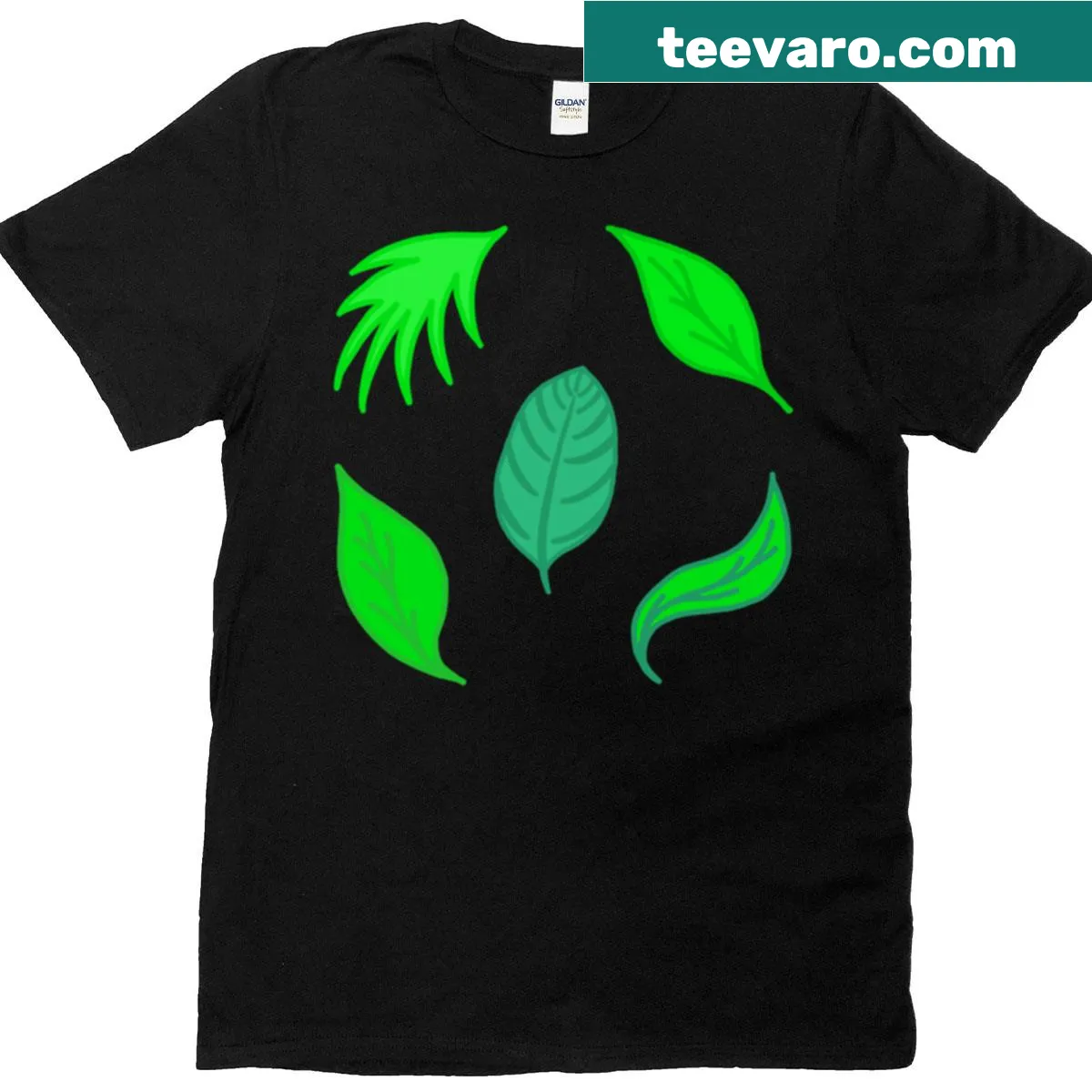 Minimalist t-shirt featuring line-art tropical leaves — on a men's t-shirt