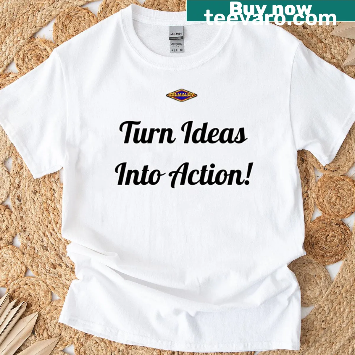 Inspirational entrepreneur T-shirt with quotes about action — on a men's t-shirt